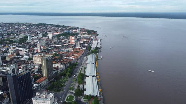Aerial view of Esta&ccedil;&atilde;o Das Docas in Bel&eacute;m, Par&aacute;, Brazil.