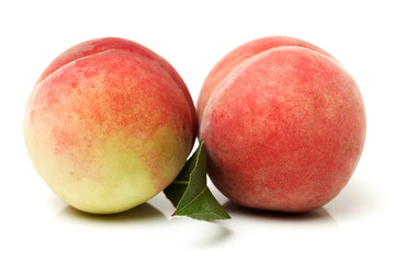 ripe peach on white background