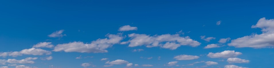 Blue sky with white clouds panoramic background 