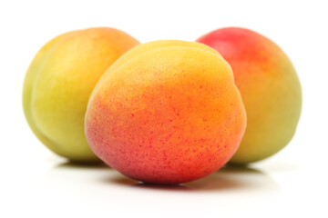 Fresh apricot fruits isolated on white background
