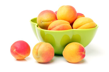 Fresh cut apricot fruits isolated on white background, with clipping path