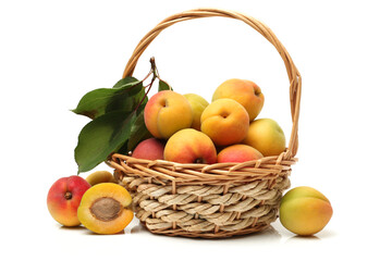 Fresh apricot fruits isolated on white background