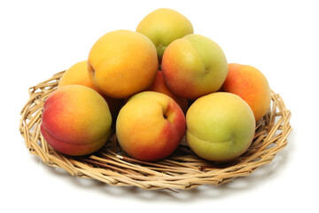 Fresh cut apricot fruits isolated on white background, with clipping path