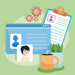 cv woman profile and coffee