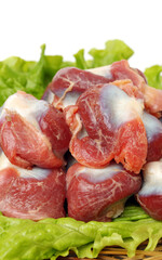 Raw Chicken gizzards on white background