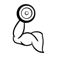 Arm holding barbell icon design template vector