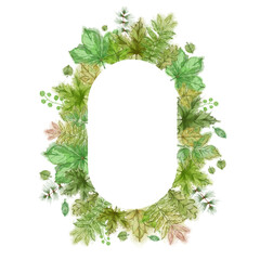 Green Leaf Wreath on Oblong Template. Botanical Design for Commercial or Event Branding, Advertisement, Banner, Announcement etc.