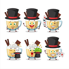 A eggnog Magician cartoon character perform on a stage