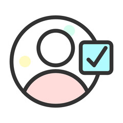 Check , Users filled outline icon.