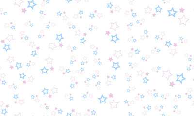 Fototapeta na wymiar Cute seamless pattern with stars. Pastel color pink and blue stars on white background. Vector illustration