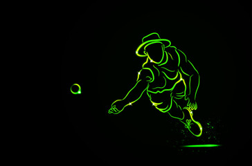 cricket player neon vector art
