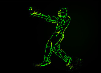 cricket player neon vector
