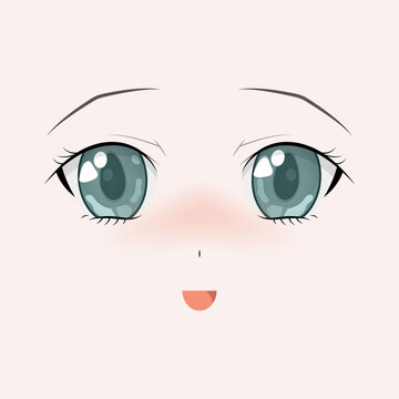 Scared anime face manga style funny eyes Vector Image