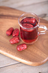 Jujube tea on cutting board