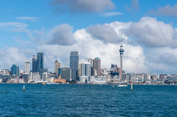 Auckland city skyline from Stanley Bay on North Shore