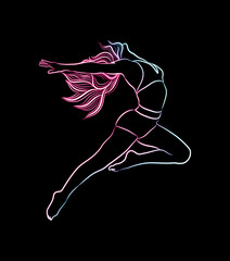 dancing girl neon vector art