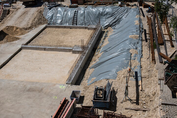 view over a construction site with preparated base plate