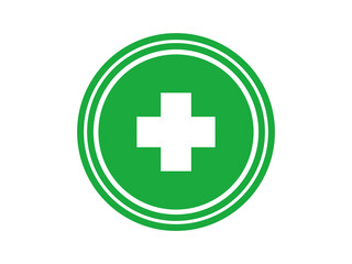 Medical cross in green circle icon. Hospital road sign. Green pharmacy - stock vector