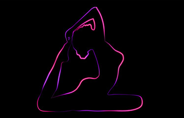 yoga pose woman neon art