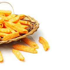 french fries on white background 