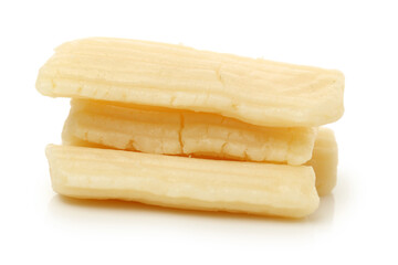 Milk caramel, hard sugar candies, boiled sweets isolated on white background