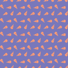 Seamless pattern of abstract orange carrot shape on purple background. Illustration. Cartoon style.