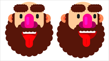 Flat Design Caveman's Head. Ancient Human Illustration, Caveman's face icon. vector illustration.