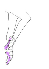 Ballet Pointe shoes continuous line drawing, Minimalism vector illustration.