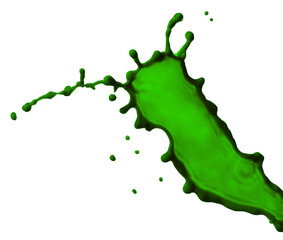 Splash of green paint on white background