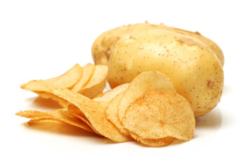 potato chips isolated on white background