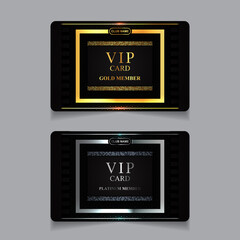 Vector VIP golden and platinum card. Black geometric pattern background with premium design. Luxury and elegant graphic template layout for print vip member