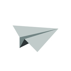 Fototapeta premium Paper plane in gray monochrome colors. Vector illustration, flat cartoon minimal design isolated on white background, eps 10.