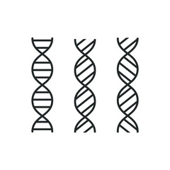 DNA chain set. Black outline, minimal design, different direction links. Vector icon, flat style isolated on white background, eps 10.