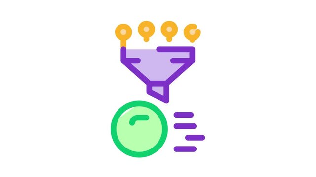 Funnel Financial Information Gathering animated icon on white background