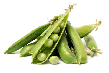 Fresh peas isolated on white background 