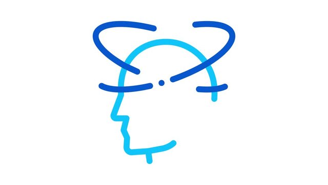 Vertigo Dizziness Man Silhouette Headache animated icon on white background