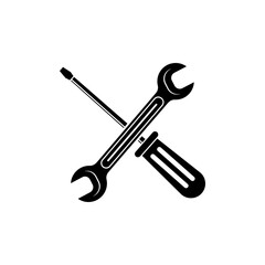 Wrench and screwdriver icon design template vector isolated illustration