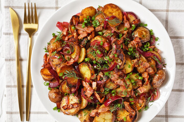 roast potato salad with red onion and bacon
