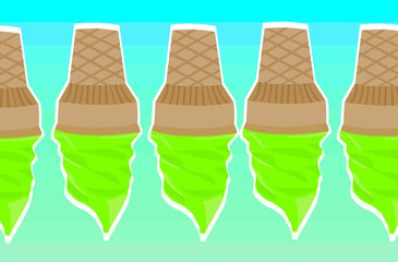 Vector an upside down ice cream cone showing a sticky person of ice cream in a gradient background.