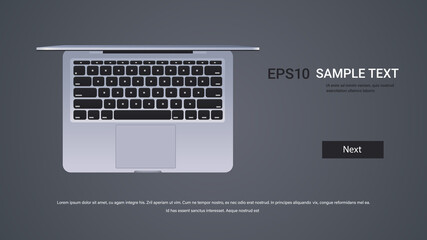 modern opened laptop with keyboard isolated on gray background realistic mockup gadgets and devices