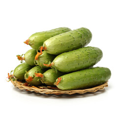 Green cucumber on the white background