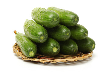 Green cucumber on the white background