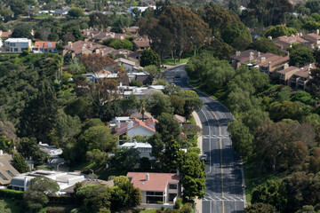 Fototapeta na wymiar Aerial views of neighborhoods near La Jolla