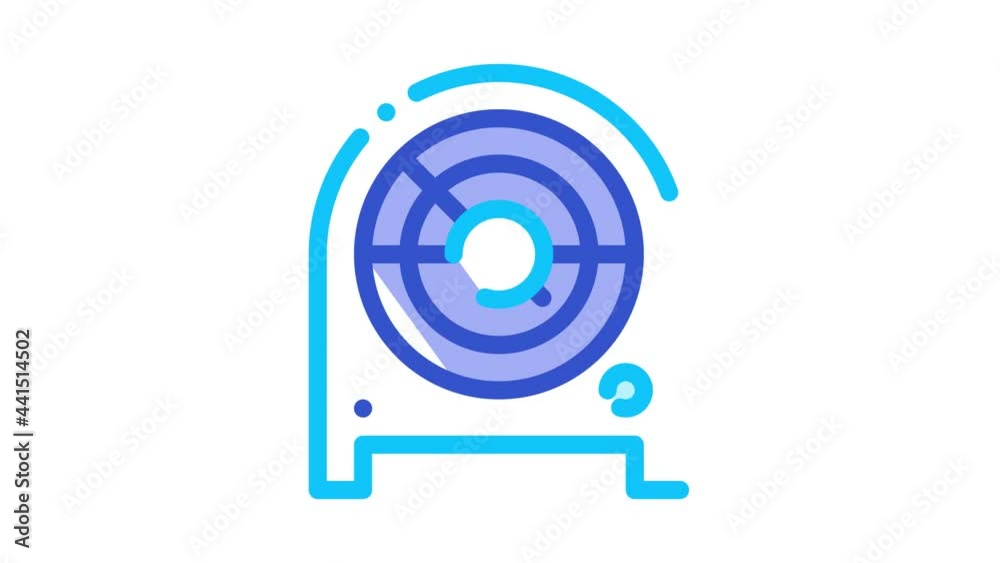 Poster electronic fan heater heating equipment animated icon on white background