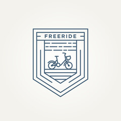 free ride bicycle minimalist line art badge icon logo template vector illustration design. simple modern vacation, holiday, travel emblem logo concept