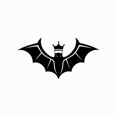 Vector bat silhouette wearing crown
