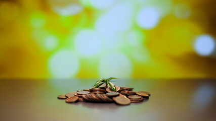 Obraz premium Close-up of a pile of money on the table Investment ideas, stock trading and real estate. successful