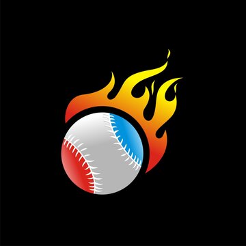 Baseball ball vector icon with flame design