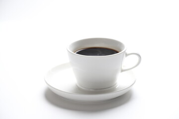 hot drink dark black coffee america kopi o beverage menu in white cup and plate in white background