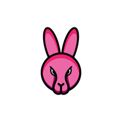 Simple Mascot Vector Logo Design of Rabbit in Color pink. Abstract, emblem, design concept, logo, logotype, element, template.